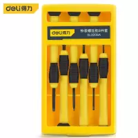 得力(deli)DL3206A 精密小十字一字螺丝刀组合套装钟表手表眼镜维修 6件套橡塑柄 黄色 1套(2套起订)