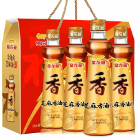 金龙鱼调味品芝麻香油礼盒 凉拌调味烹饪火锅食用油400ml*4礼盒装