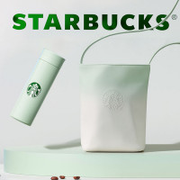 星巴克经典薄荷绿款不锈钢杯配杯套套装