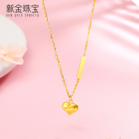 新金珠宝 黄金项链999足金 5G金爱心吊坠颈链心愿套链-LJ1042