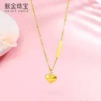 新金珠宝 黄金项链999足金 5G金爱心吊坠颈链心愿套链-LJ1042