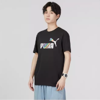 彪马(PUMA)彪马短袖男装2023夏季新款宽松运动半袖透气圆领T恤衫676671 黑色676671-01