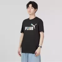 彪马(PUMA)彪马短袖男装2023夏季新款宽松运动半袖透气圆领T恤衫676671 黑色676671-01