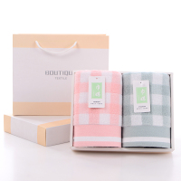 巾媒 魔方格双巾礼盒 三色可选 柔软舒适 35*75 125g 一份 粉色+粉色(5份起订)