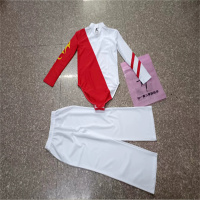 运动会比赛服饰成人团健美练功服 白红S-4XL(付款备注尺码)