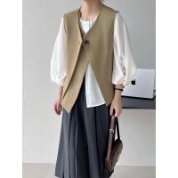 设计感小众双门襟质感西装马甲女2023春季V领无袖小西装