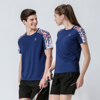 休闲服网球服套装男女同款 蓝色短袖+短裤 M-3XL(付款备注尺码)