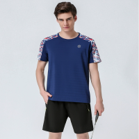 休闲服羽毛球服套装男女同款 蓝色短袖+短裤 M-3XL(付款备注尺码)