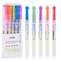 得力(deli) S619 5支6色 荧光笔/记号笔荧光笔套装 糖果色 双头细