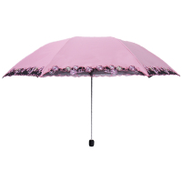 宝丽姿黑胶折叠雨伞蕾丝花边刺绣伞遮阳伞防晒