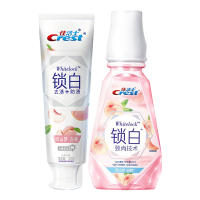 佳洁士锁白牙膏美白香氛口气清新白桃亮白含氟官方正品[组合]白桃牙膏120g+漱口水250ml