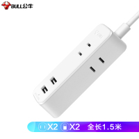 公牛(bull) 插排2USB+2位两极插孔 无开关全长1.5米GN-A120U(单位:个)