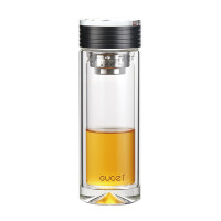 果兹(GUOZI)GZ-S49晶仕双层玻璃保温杯带盖带茶隔耐热透明办公水杯300ml