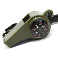 三合一口哨 户外救生口哨 多功能三合一指南针救生哨温D计便携高频哨带挂绳户外多功能求生口哨