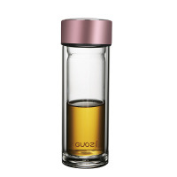 果兹(GUOZI)GZ-S44璃尚随心杯双层玻璃带盖耐热透明水杯200ml