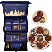 诺梵月光之城420g/12枚装中秋礼物巧克力月饼礼盒装多口味广式