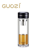 果兹(GUOZI) 玻璃杯GZ-S55朗仕双层玻璃杯320ml简约商务风便携式泡茶杯过滤隔热办公水杯冷水杯子