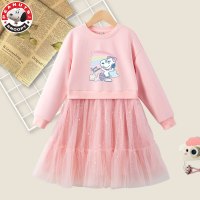 史努比(SNOOPY)女童连衣裙春秋季女裙网纱公主裙卫衣裙女宝宝蓬蓬裙 23TQ07