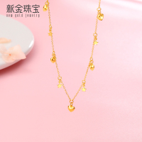 新金珠宝 黄金项链女5G硬金链子 999足金星星爱心套链-AWJ1042