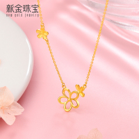新金珠宝 黄金项链女5G硬金链子 999足金花开烂漫套链-AWJ1042
