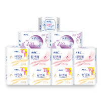 ABC KMS轻薄透棉柔日夜组合11包142片(日用90片+夜用24片+立围加长夜用6片+护垫22片)卫生巾套装