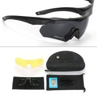 射击护目镜 户外CS护目镜眼镜战术护目镜偏光护目镜 黑框偏光套装