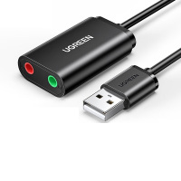 绿联 USB转3.5mm外置声卡 耳机音频转换头 独立免驱转接器线 适用台式主机电脑笔记本PS4/5接耳机麦克风音响