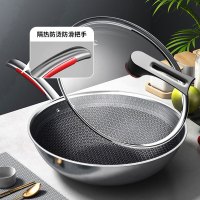 康巴赫 CHC32A3 炒锅316L不锈钢炒菜锅少油烟不粘锅家用电磁炉燃气灶通用32cm