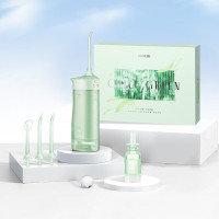 素士香氛伸缩便携冲牙器 牙齿清洁水牙线 高频脉冲洗牙器洁牙器 W1绿色,樱花粉