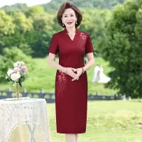 妈妈婚宴礼服2023新款夏季时尚婆婆旗袍妈妈连衣裙高贵结婚礼服