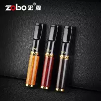 Zobo正牌 烟嘴过滤器滤嘴循环型可清洗男女士粗细支檀木手工实木净 红檀木-木质礼盒[粗细一体]