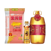 胡姬花金衣玉食古法花生油5L*1 金龙鱼吉林小町5kg*1 金龙鱼芝麻香油100ml *1