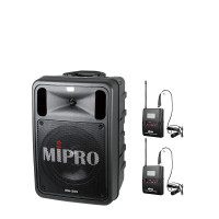 MIPRO咪宝 MA-505无线音响户外便携式蓝牙移动音箱讲解讲话演出扩音器带话筒 配双领夹话筒