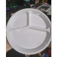 仿瓷密胺10寸三维格盘 仅放冷食 不耐高温不耐高温 [直径26cm,纯白+蓝红LGOGO]