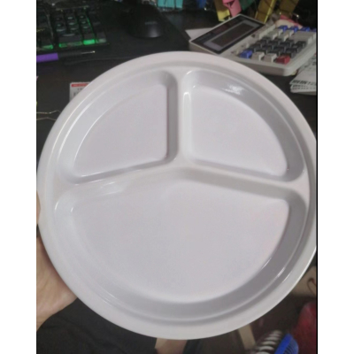 仿瓷密胺10寸三维格盘 仅放冷食 不耐高温不耐高温 [直径26cm,纯白+蓝红LGOGO]