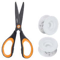 得力 6055 特氟龙剪刀防粘橙色 防滑握柄 耐用锋利 办公家用 送 得力 30mm*1.5m纳米 2卷胶带