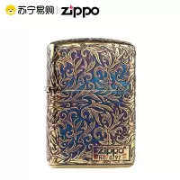 [苏宁自营]官方正品zippo芝宝煤油进口打火机复古熏金五面雕刻唐草盔甲打火机送礼男士