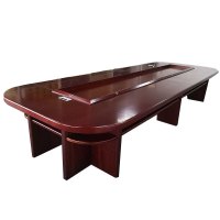 京中柜会议桌大型高档会议室多人开会桌椭圆形商务洽谈会议桌椅组合 红胡桃色 会议桌 1米 其他尺寸颜色可定做