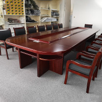 京中柜会议桌大型高档会议室多人开会桌椭圆形商务洽谈会议桌椅组合 红胡桃色 会议桌 8米
