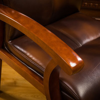 金扎特原木办公椅老板椅电脑椅四角麻将椅会议椅 橡木黑色