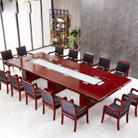 京中柜会议桌长桌多人大型培训桌洽谈桌接待桌大办公桌会议室桌椅组合油漆贴实木皮会议台 红胡桃色1米 其他尺寸颜色可定做