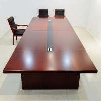 京中柜会议桌长桌简约现代办公桌多人开会桌洽谈培训桌椅 红棕色 1米 其他尺寸颜色可定制[定制专拍]