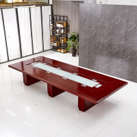 京中柜会议桌大型培训桌洽谈桌接待桌会客桌会议室桌椅组合油漆贴实木皮会议台 红胡桃色 5.0*1.8*0.76m会议桌