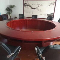 京中柜圆形会议桌 实木皮会议台loft现代哈堡简易油漆会议桌办公家具弧度桌 直径3米