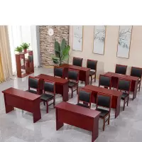 金扎特 双人会议桌长条桌培训桌油漆实木贴皮会议桌椅组合学习桌课桌1.2米*40背板