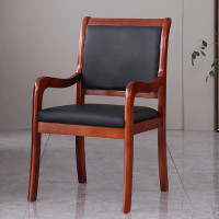 京中柜实木会议椅 480*500*900mm职员木质西皮椅培训椅橡木办公椅 带扶手将军椅