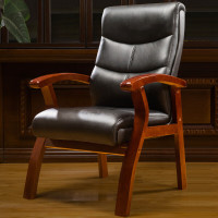 京中柜 原木办公椅老板椅电脑椅四角麻将椅会议椅 黑色