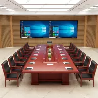 京中柜大型高档会议桌长桌实木皮洽谈桌开会桌办公桌长方形桌椅组合简约 1米 其他尺寸颜色可定制(定制专拍)