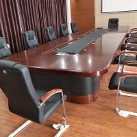 京中柜会议桌椭圆形大型会议桌多人开会桌油漆商务贴实木木皮会议台培训桌高档会议桌椅可开升级器孔 1米 其他尺寸颜色可定做