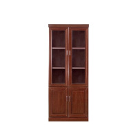 金扎特办公室文件柜木质资料柜柜子带锁油漆贴实木皮抽屉式带玻璃门 4门柜子款